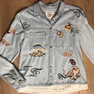 Holding Horses Isle Denim Embroidered Button Down